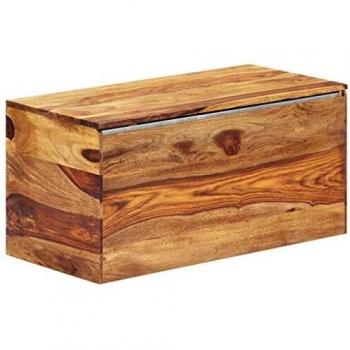 vidaXL Sheesham Baúl Almacenaje Madera Maciza Palisandro Natural con Tapa Arcón Almacenamiento Grande Juguetes Ropa Decorativo Diseño Rústico Marrón