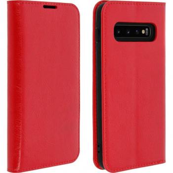 Funda Libro Cartera de Cuero Roja para Samsung Galaxy S10 Plus