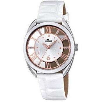 Lotus 18224/1 - Reloj de Pulsera para Mujer, Correa de Piel, Color Blanco