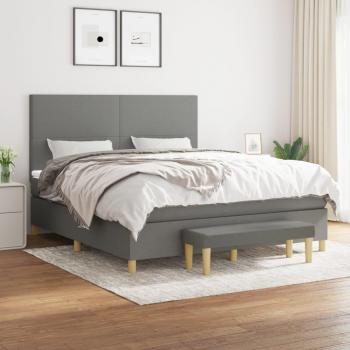 Cama box spring con colchón tela gris oscuro 160x200 cm Vidaxl