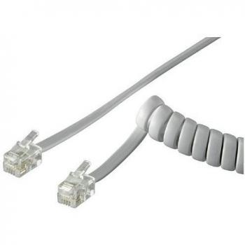 Wentronic 4P4C - Cable en espiral, auricular de teléfono, 2 conectores modulares RJ10, 2 m 11 unidades