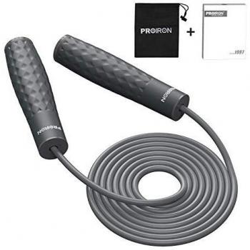 PROIRON Cuerda para Saltar Ajustable de 3 m - Combas Ponderada con Mango de Silicona Suave