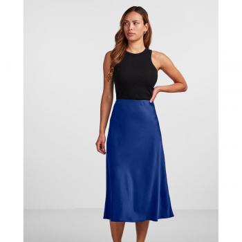 Yas - Falda midi satinada con acabado satinado, diseño elegante, longitud midi, cintura ajustada y suave al tacto