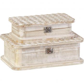 Caja Decorativa de Madera de Mango 28 x 18 x 9,5 cm (2 Unidades)