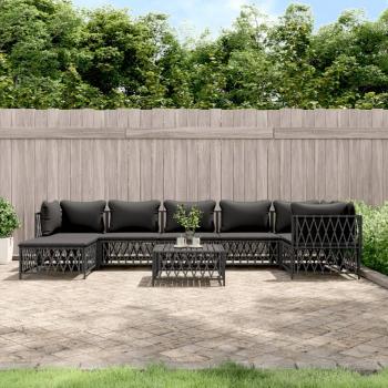 vidaXL 8-Piece Garden Lounge Set with Anthracite Cushions and Steel Frame