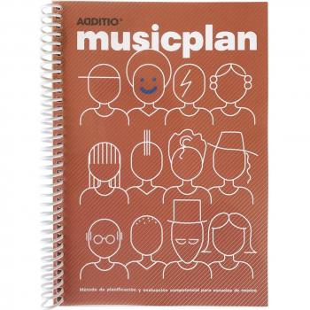 ADDITIO MusicPlan Cuaderno de Música con Pentagramas, Semana Vista, Formato A5, Color Rojo