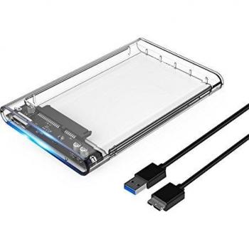 ORICO USB 3.0 2.5 Inch Caja Disco Duro Externo, SATA 3.0 a USB 3.0 5 GB/s, Transparente para HDD/SSD de 7mm y 9.5mm