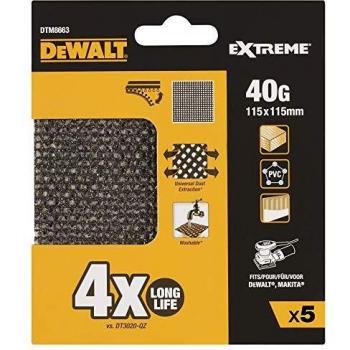 DeWalt DTM8663-QZ DTM8663-QZ-Lija de malla 1/4 de hoja, grano 40, para usar con todo tipo de lijadora orbital, 0 W, 0 V, Set de 6 Piezas