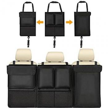 URAQT Organizadores para Coche, Organizador Maletero Coche, Protector de Asiento, Bolsas para Maletero del Coche de Malla con 7 Bolsillos y Correa Ajustable, Adecuado para SUV, MVP