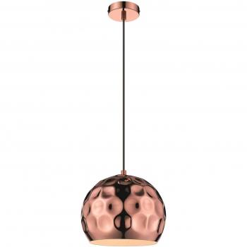 Lámpara colgante de techo tipo domo pequeña con 1 luz en color Negro y Cobre, compatible con bombilla E27 - DEVON L25