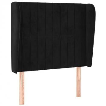 Cabecero con orejas de terciopelo negro 83x23x118/128 cm