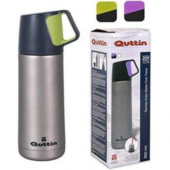Quttin Termo INOX Mate con Taza, 350 ml, Colores Surtidos, Acero, Multicolor, Talla Unica