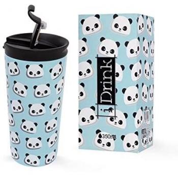 Taza Térmica Doble Pared Acero Inoxidable 350ml con Tapa Panda