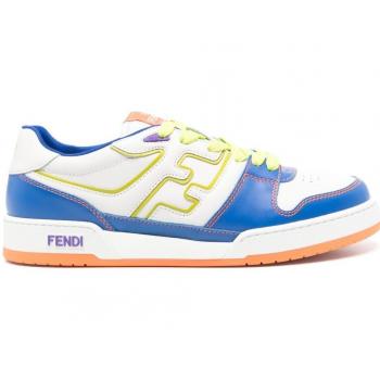 Fendi Match Low Trainer Leather Sneakers, Bluette/White, Size 9 UK, Multicolor Female Options Available (Sizes: 2 UK, 3 UK, 4 UK, 5 UK, 6 UK, 7 UK)
