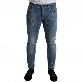 Dolce & Gabbana Blue Washed Skinny Cotton Stretch Denim Jeans - IT54 | XL, Slim-fit Jeans, male, Blue, Size: 2XL