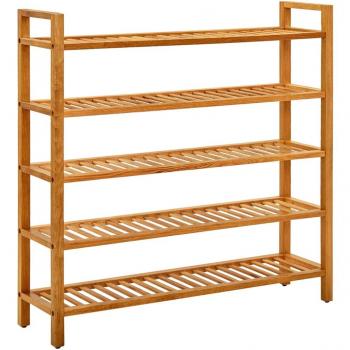 vidaXL Shoe Rack with 5 Shelves 100x27x100 cm Solid Oak Wood