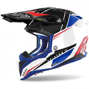 Airoh Casco de Cross Aviator 3 Push Azul-Rojo AV3P55 Brillos XS