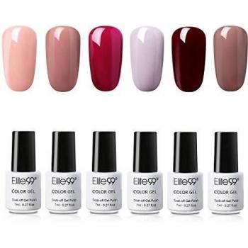 Elite99 Esmalte de Uñas 3 en 1, Esmaltes Semipermenentes para Uñas, 6pcs Kit de Uñas de Gel One Step, Soak off Pintauñas de Colores para Manicura, Tamaño Pequeño 7ml - 004