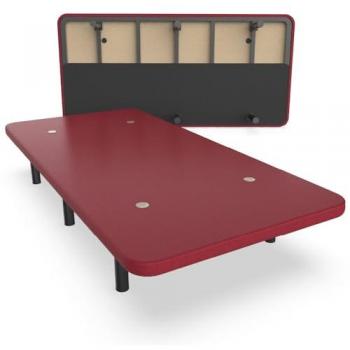 Base Tapizada de Acero Nalui 80x190 cm con Tejido 3D Transpirable, Altura 25 cm, Granate, Fabricada en España