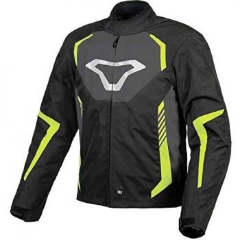 Macna Chaqueta de Moto Tazar Textil Impermeable Negro-Amarillo 3XL