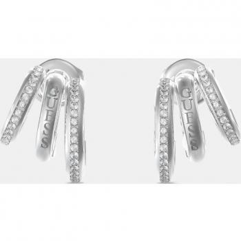 Pendientes de aro Crazy Earrings Guess con detalles en acero y cristales