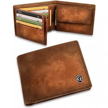 GenTo® Manhattan Protección RFID y NFC - Billetera de Hombre con Compartimento para Monedas - Cartera espaciosa - Cartera de Hombre - Cartera con Caja de Regalo