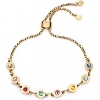 Pulsera Kiss Viceroy de acero en Ip dorado con cristales de colores