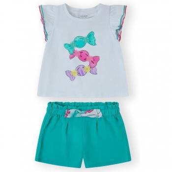 Conjunto de bebé niña con camiseta de volantes y short crepé