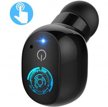 Mpow Mini Auricular Bluetooth 4.2, Inalámbraco con Control táctil, Auricular Invisible Manos Libres Inteligencia de Película Táctil In-Ear con 2 USB Magnéticos para Usar en Coche y Oficina-Negro