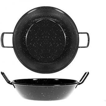 La Valenciana 22 cm Acero esmaltado sartén con 2 Asas, Negro