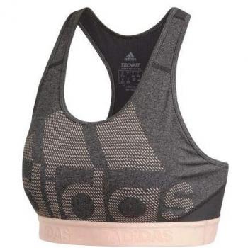 Adidas Don 't Rest Alpha Skin Long Sport BH Medio con Soporte, Mujer, DN9061, Dark Grey Heather/Black/Clear Orange, Large