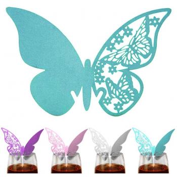 Sundlight Tarjeta de Copa 50 PCS copas de la mariposa para el banquete de boda-Azul