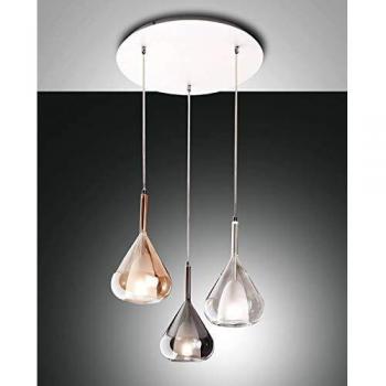 Lámpara de Techo Suspendida Cluster Lila Cristal Ámbar, Gris y Transparente, E27