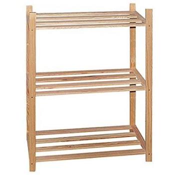 Estantería de Madera de Pino Macizo de 3 Baldas Multicolor - Organización y Espacio Garantizados, 90x35x4 cm