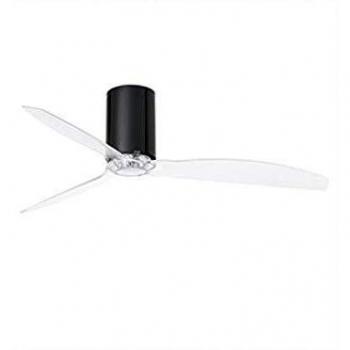 Faro Barcelona 32040 - MINI TUBE FAN Ventilador de techo con mando a distancia, cuerpo negro y 3 palas transparente