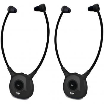 Auriculares Estetoscopio Inalámbricos CGV DOLFIN ONYX Duo para TV y Hi-Fi - Pack de 2 con Micro Integrado y Carga Rápida