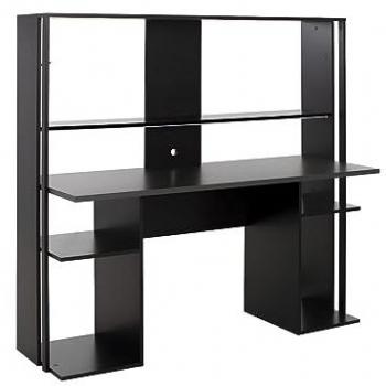 Escritorio gamer STANDA - Con compartimentos y LEDs - Negro