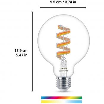 Bombilla WiZ G95 LED filamento globo WiFi E27 6,3W RGBW