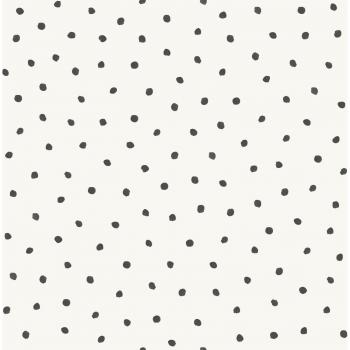 Papel Pintado Puntos Brillantes Negro y Blanco - 0,53 x 10,05 m