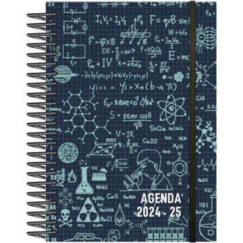 Agenda escolar 2024-2025 Senfort Catalán decorada espiral tapa PP D/P 120x170 con goma Maths negro