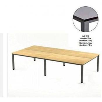 MESA EXECUTIVE DOBLE DE ROCADA 360x163 CM COLOR ALUMINIO / GRIS