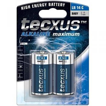 Baterías Alcalinas C (Baby) 1,5V - Paquete de 2 Piezas Tecxus