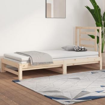 Sofá cama extraíble 2x(90x200) cm de madera maciza de pino color marrón