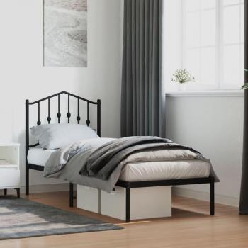Cabecera de cama de metal negro 75x190 cm sin colchón vidaXL