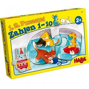 Haba-7468-1, 2 puzzléalos – Números del 1 al 10 puzle Infantil, Multicolor
