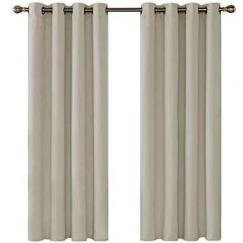 Deconovo Cortinas Dormitorio Salón Térmicas Aislantes Dormitorio Decoración Ventanas para Habitacion Moderna con Ojales 2 Piezas, 117x160cm, Beige Claro