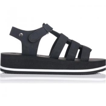 Gioseppo Sandalias Negras Deportivas con Plataforma Estilo Cangrejera para Mujer