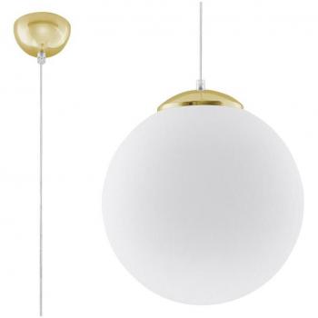Lámpara Colgante UGO 30 E27 Cristal Acero Oro Blanco 1 Bombilla LED 120cm
