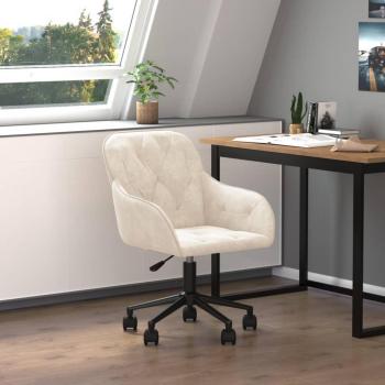 Silla de oficina giratoria de terciopelo color crema Vidaxl Crema