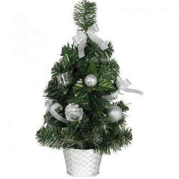 ?rbol de Navidad Decorado Plata de 30 cm con Maceta